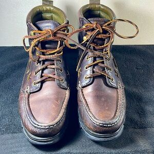 Rare Women’s Ralph Lauren Brown Leather Moc Toe Ankle Boots Size 8B.